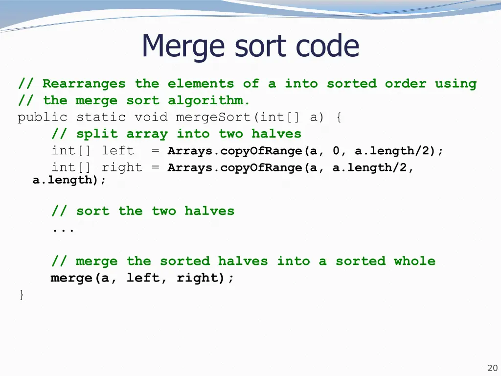 merge sort code