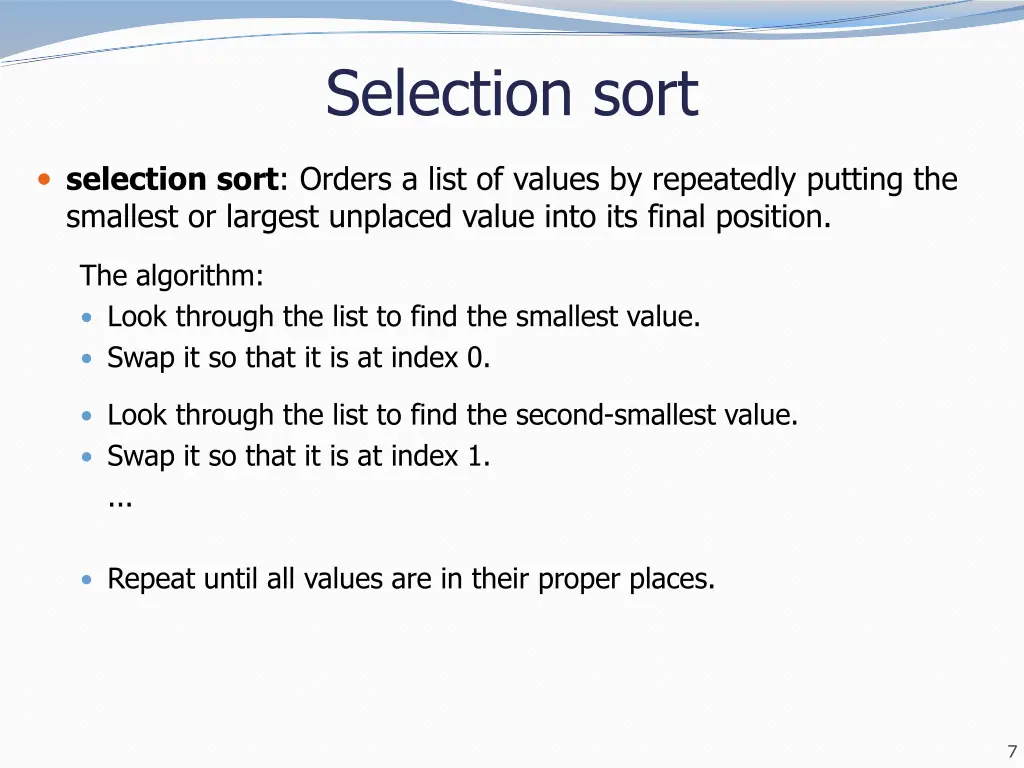 selection sort