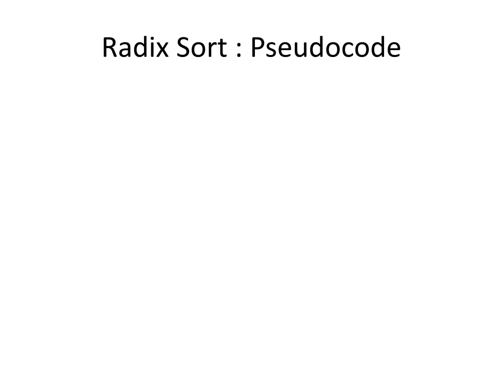 radix sort pseudocode