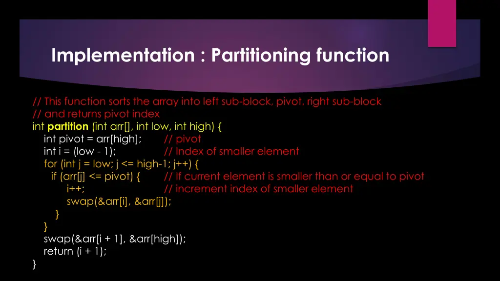implementation partitioning function