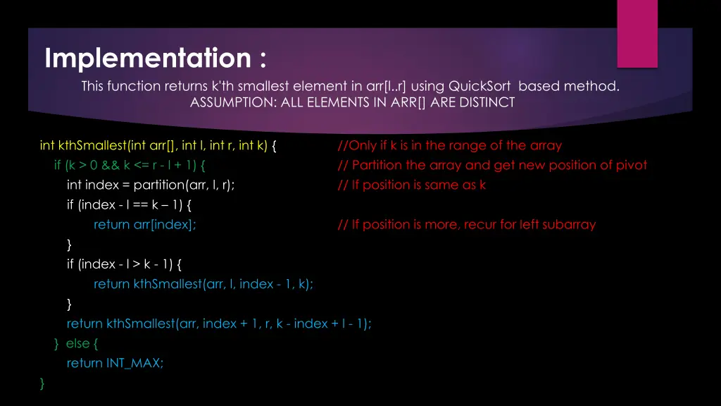 implementation this function returns
