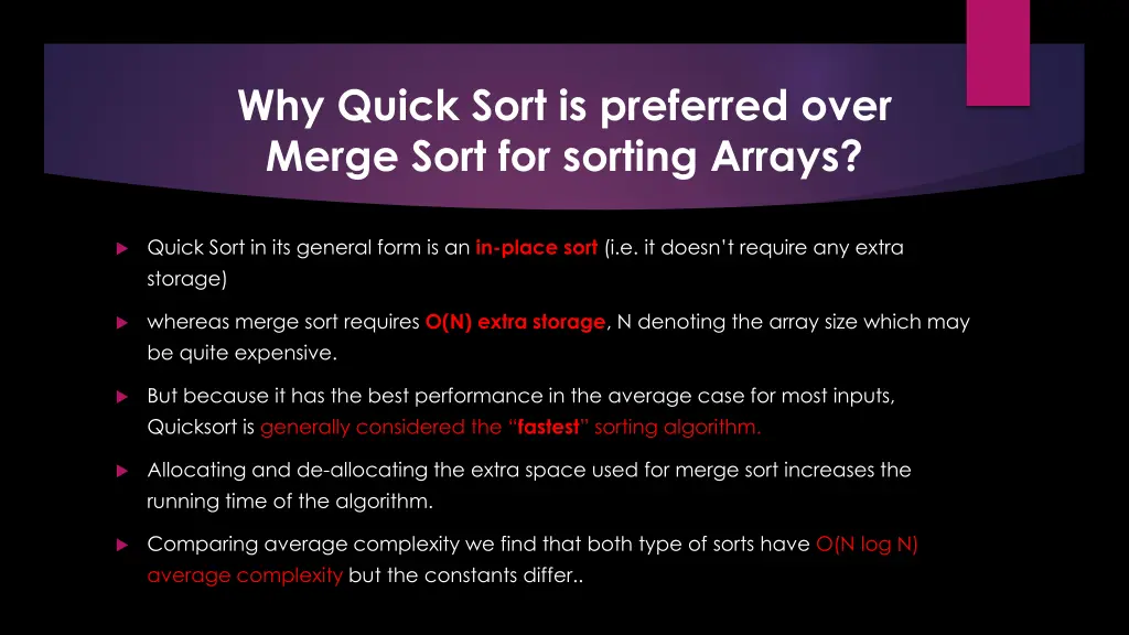 why quick sort is preferred over merge sort