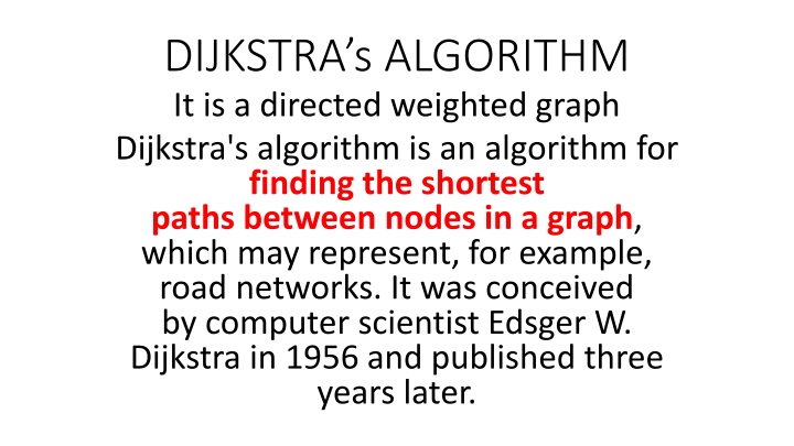 dijkstra s algorithm it is a directed weighted