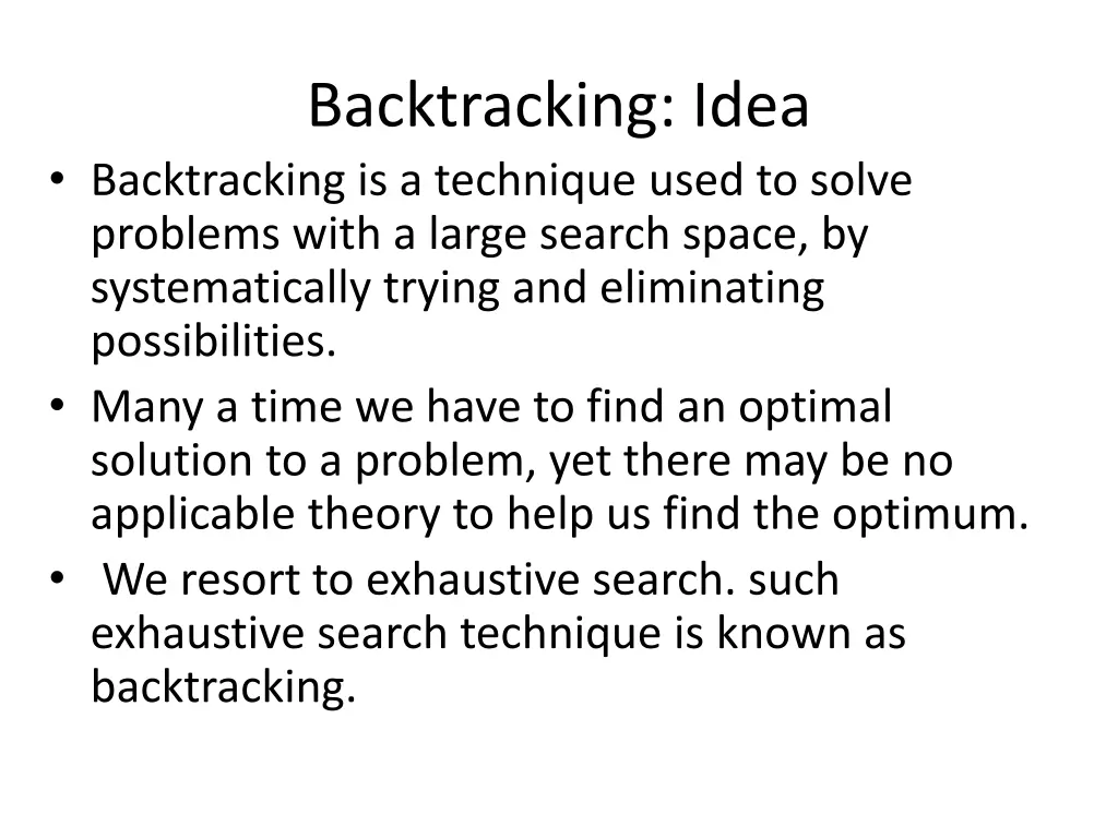 backtracking idea