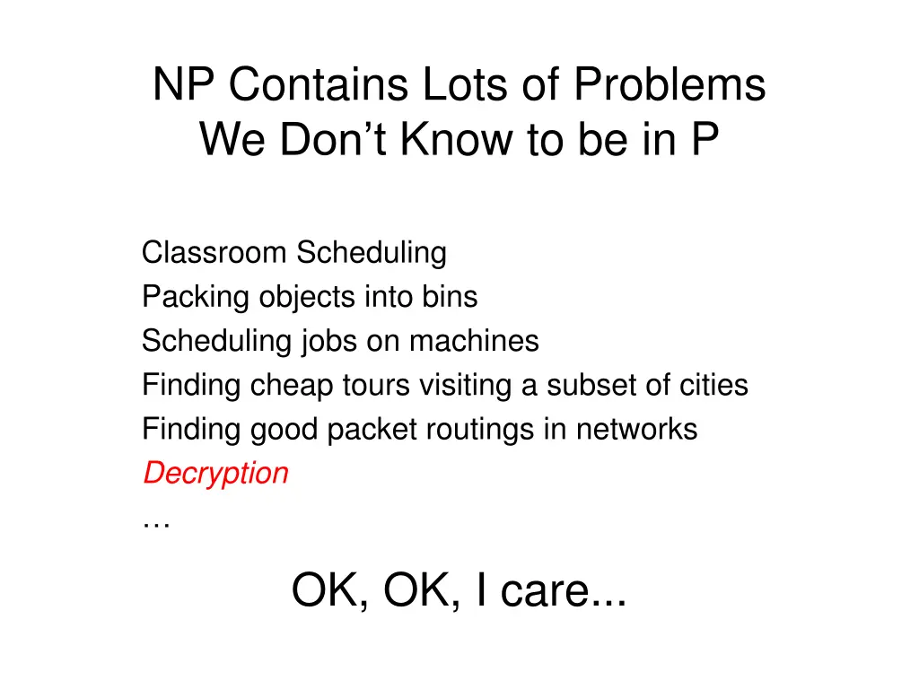 np contains lots of problems we don t know