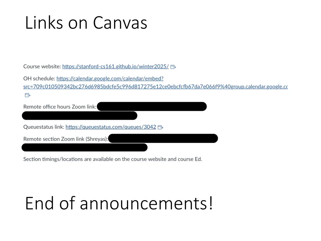 links on canvas