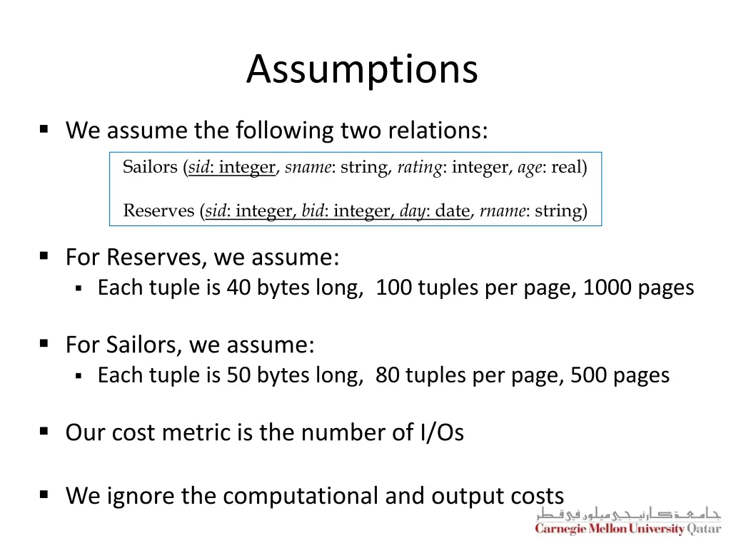 assumptions
