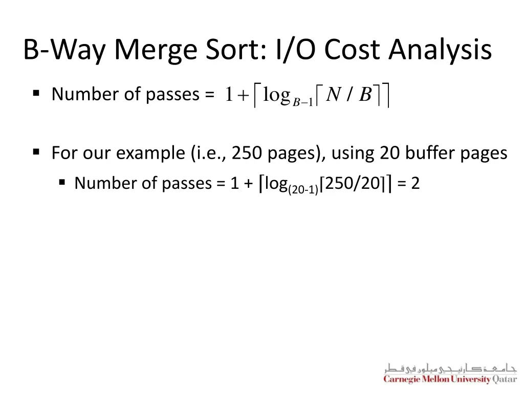 b way merge sort i o cost analysis