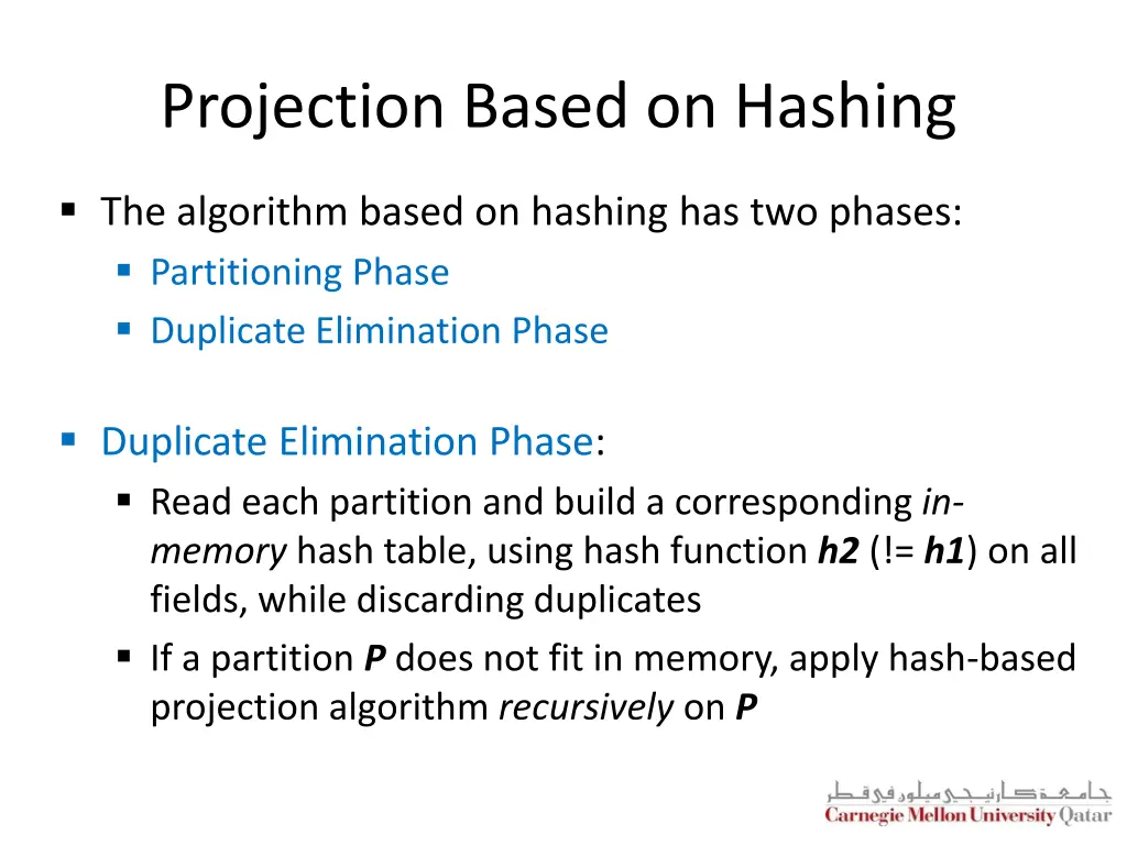 projection based on hashing 2