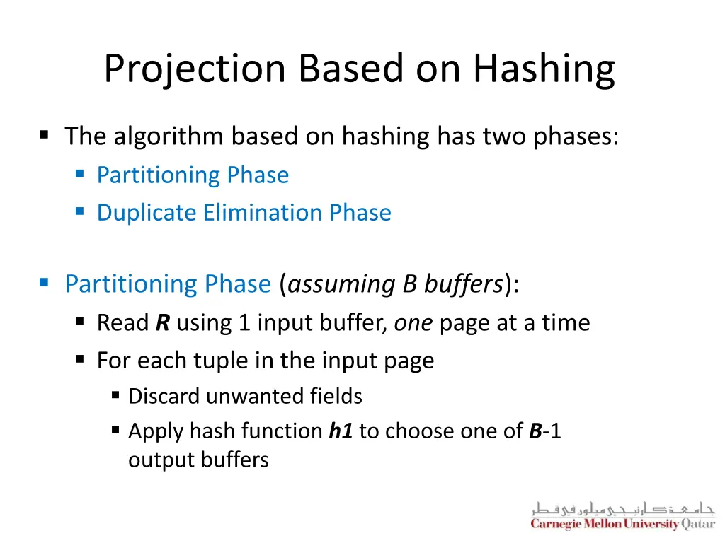 projection based on hashing