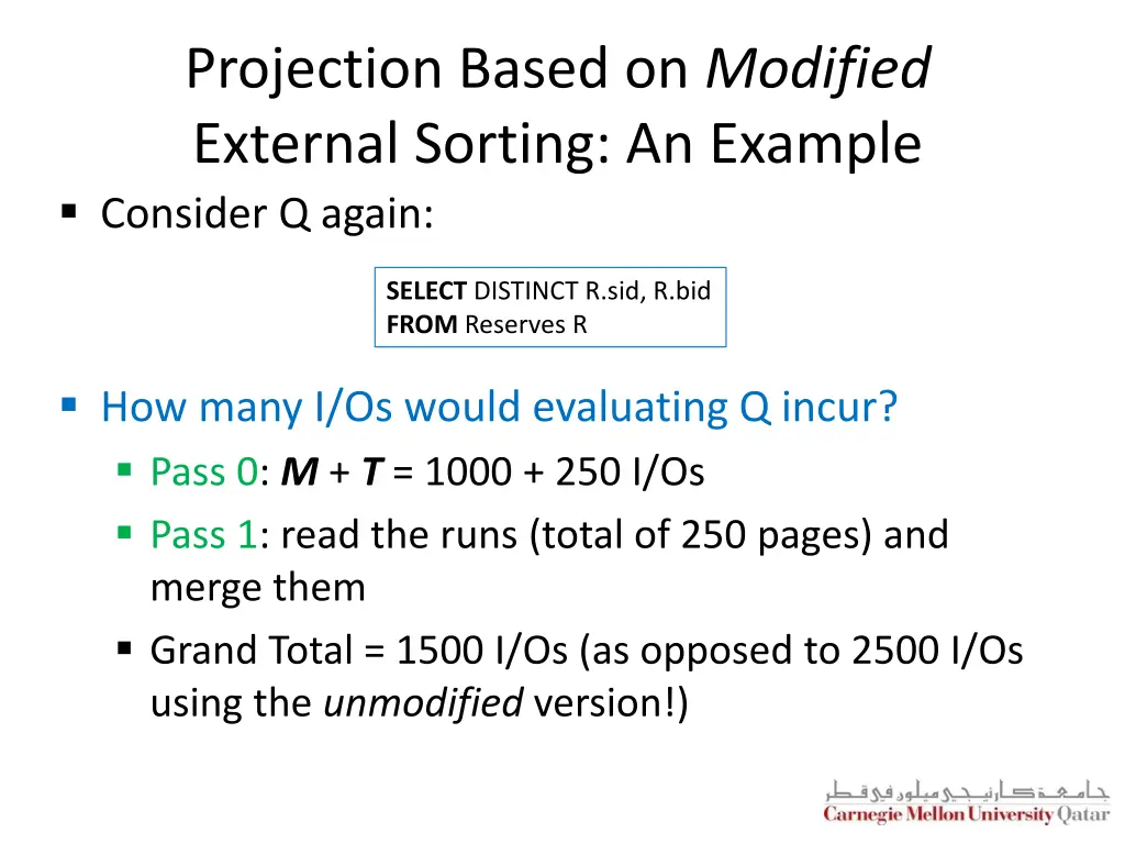 projection based on modified external sorting 1