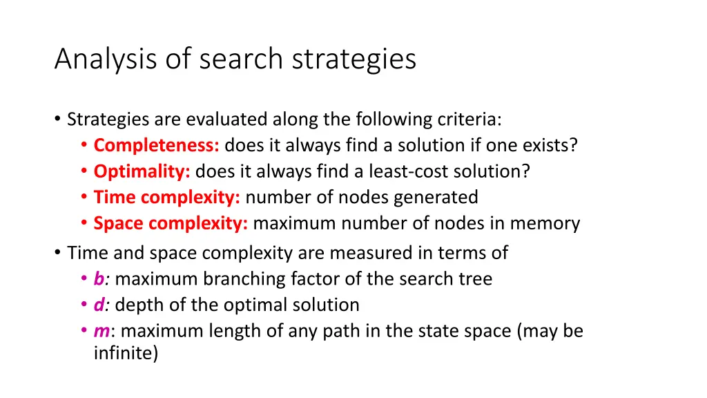 analysis of search strategies