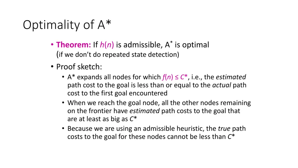 optimality of a