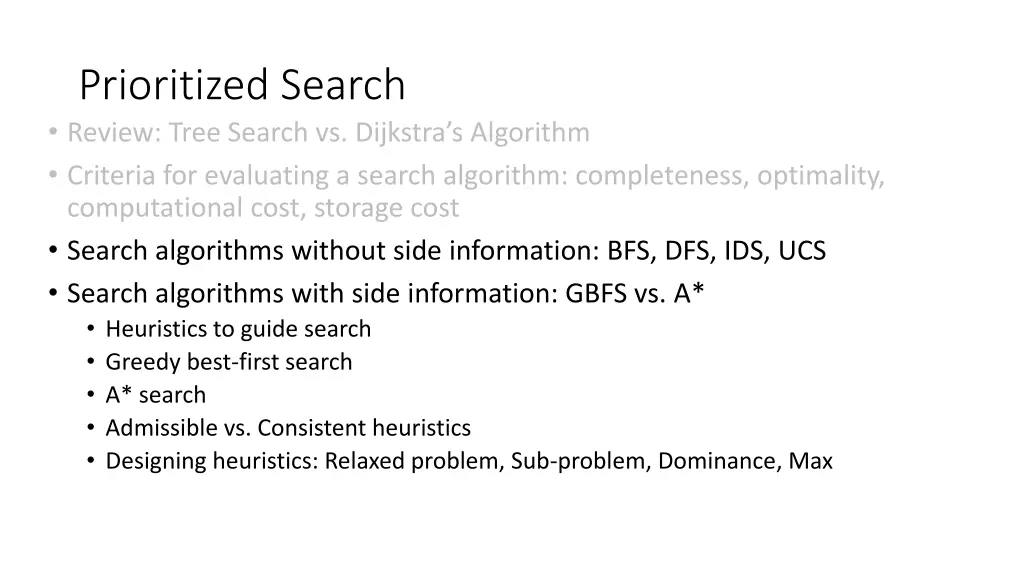 prioritized search review tree search vs dijkstra 2
