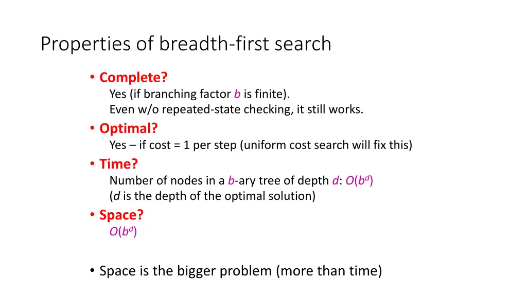 properties of breadth first search