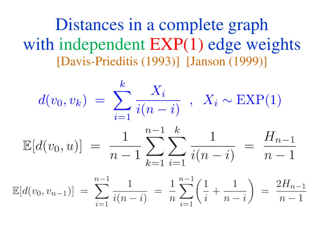 distances in a complete graph with independent 1