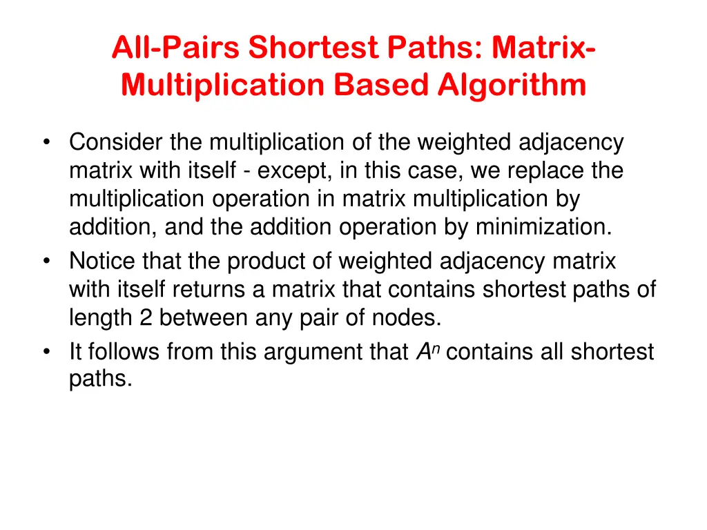 all pairs shortest paths matrix multiplication
