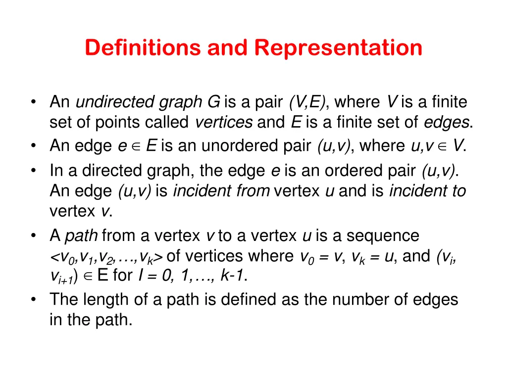 definitions and representation