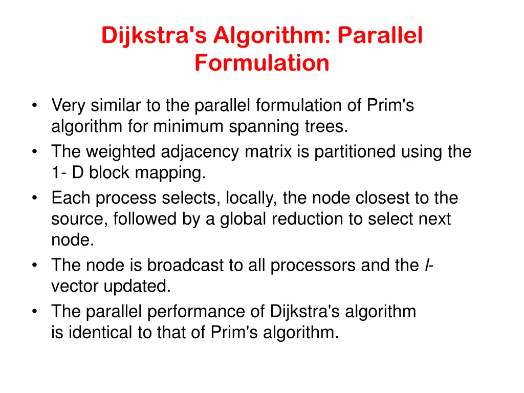dijkstra s algorithm parallel formulation