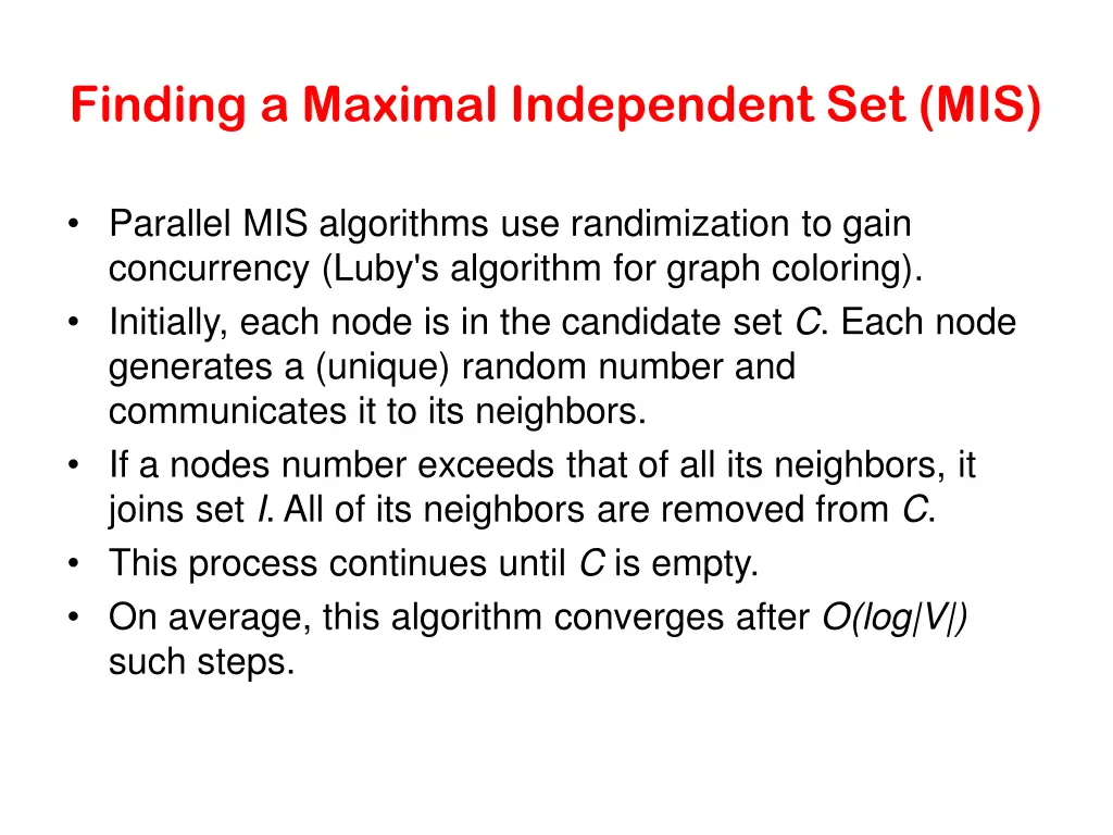 finding a maximal independent set mis 1