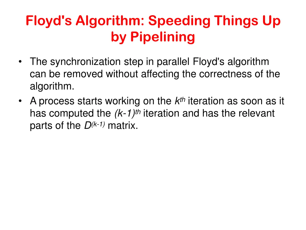 floyd s algorithm speeding things up by pipelining