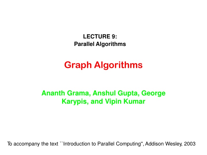 lecture 9 parallel algorithms