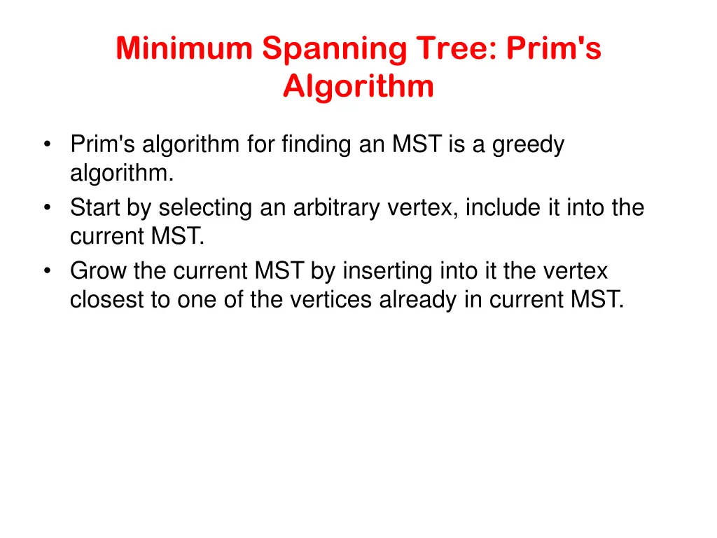minimum spanning tree prim s algorithm