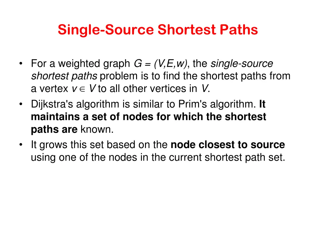 single source shortest paths