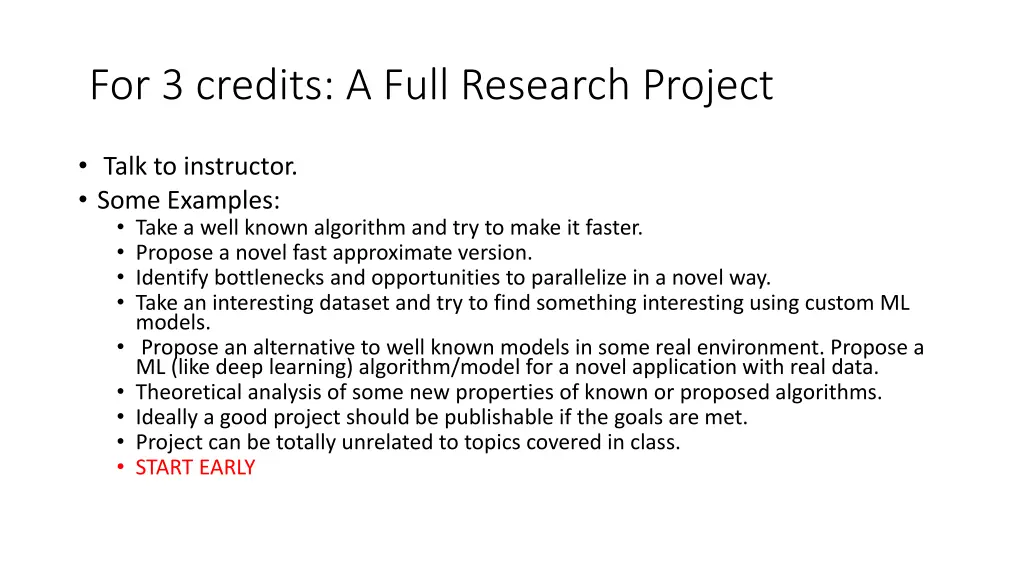 for 3 credits a full research project