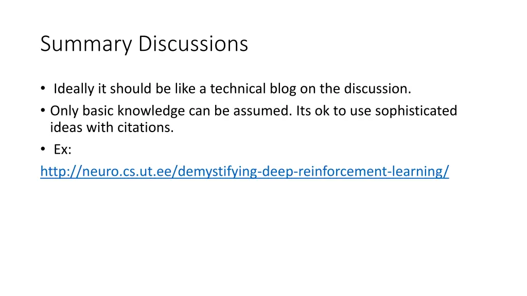 summary discussions