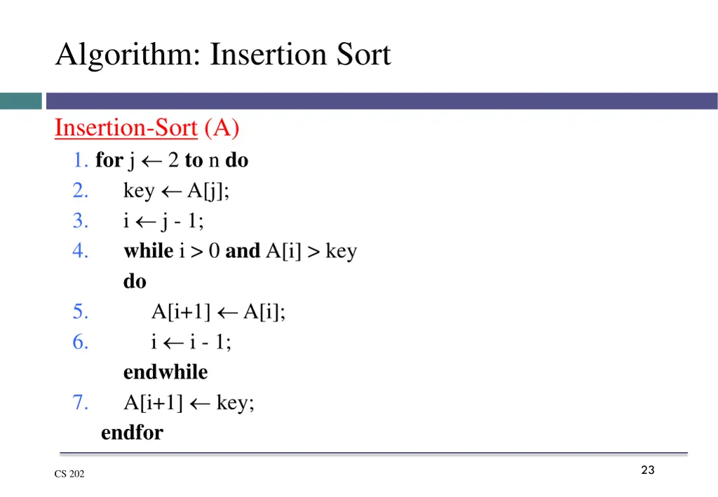 algorithm insertion sort