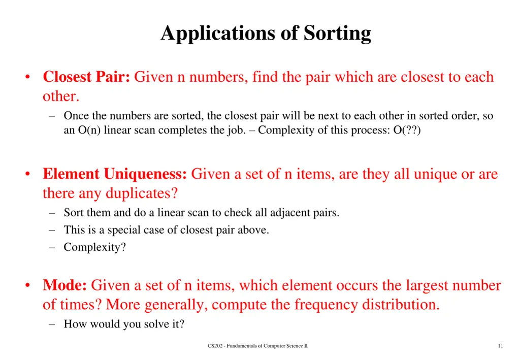 applications of sorting