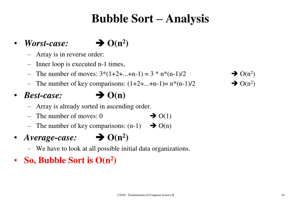 bubble sort analysis
