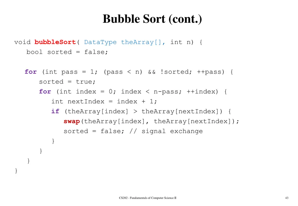 bubble sort cont 1