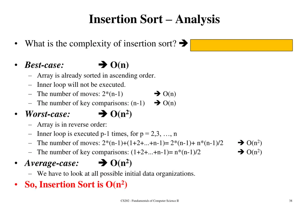 insertion sort analysis