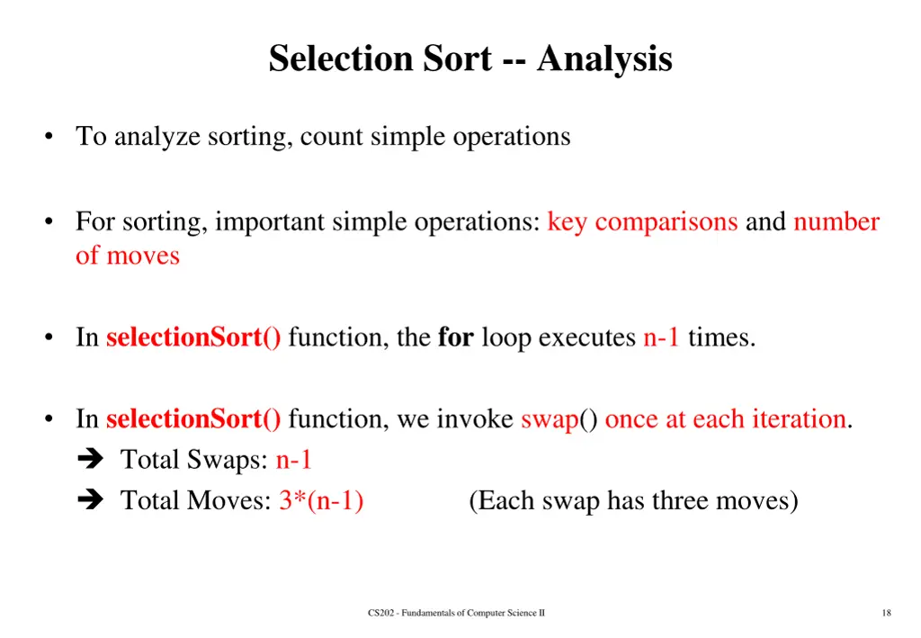 selection sort analysis