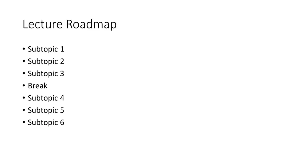 lecture roadmap