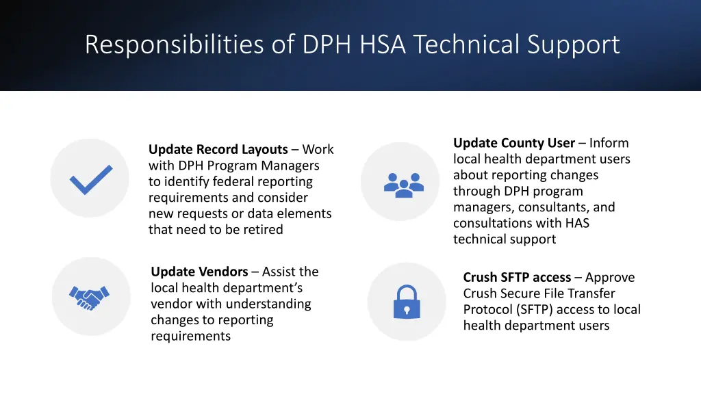 responsibilities of dph hsa technical support