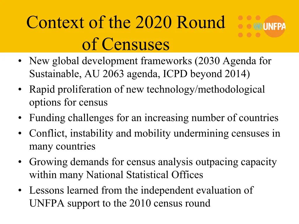 context of the 2020 round of censuses new global