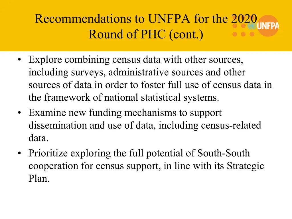 recommendations to unfpa for the 2020 round