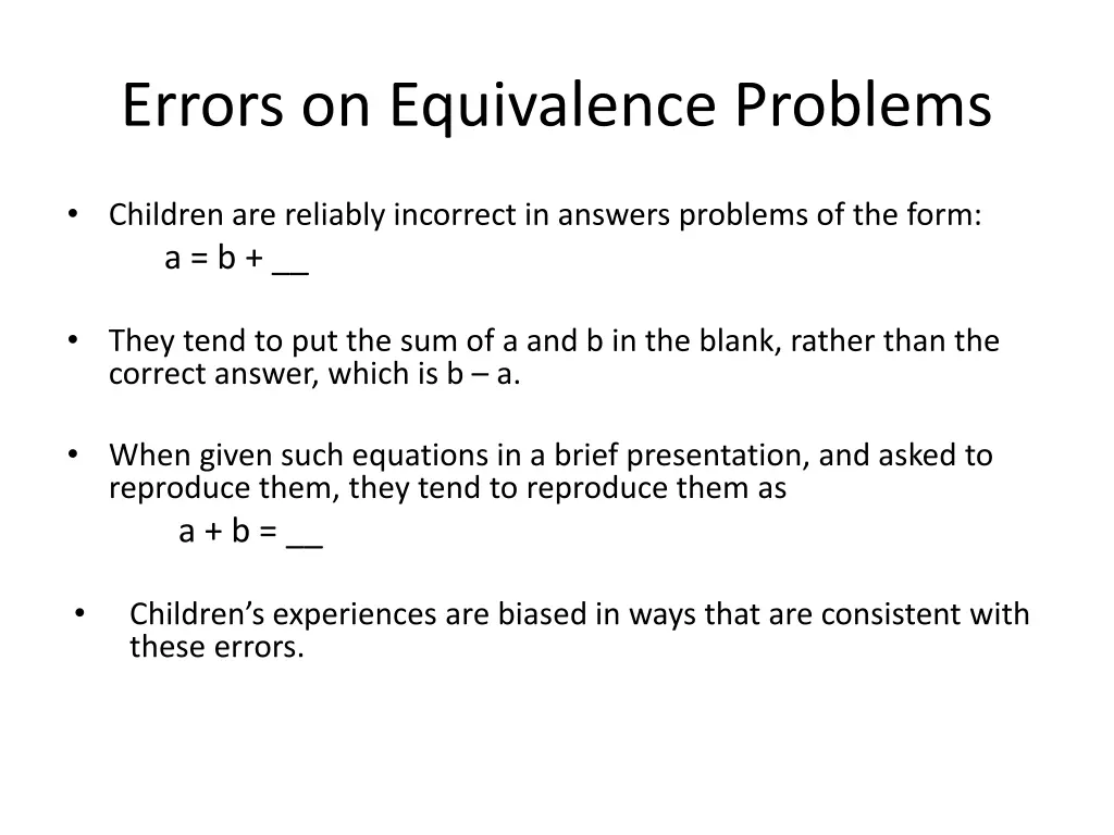 errors on equivalence problems