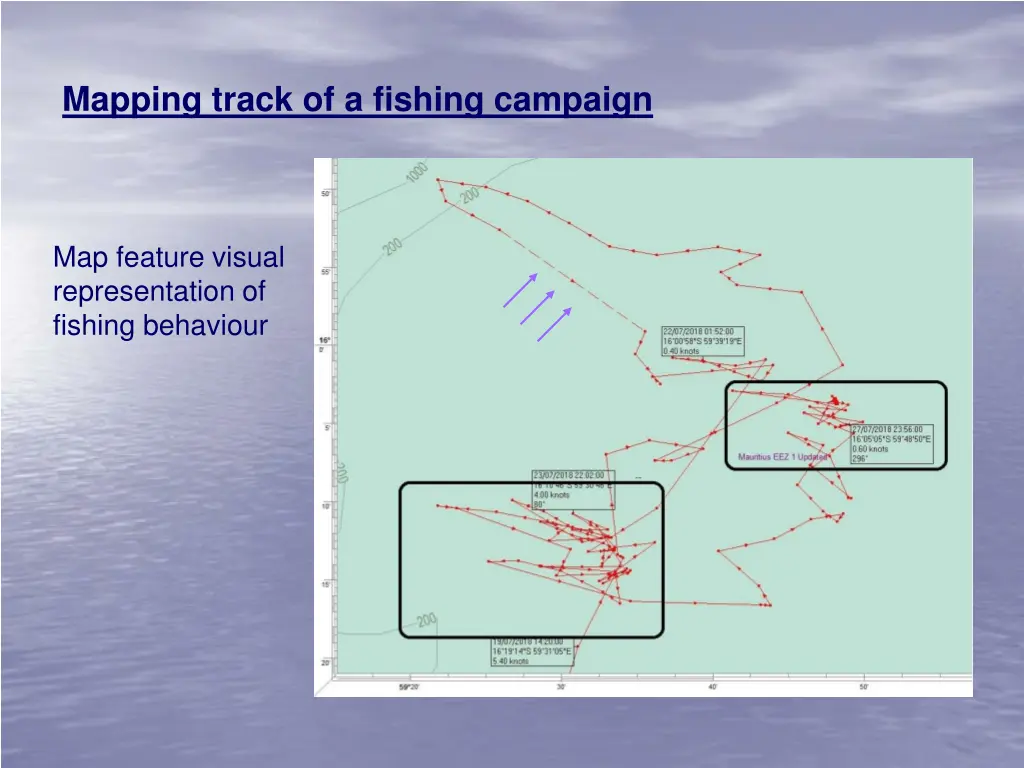 mapping track of a fishing campaign