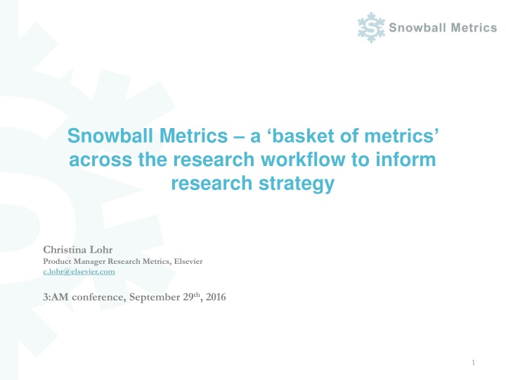 snowball metrics a basket of metrics across