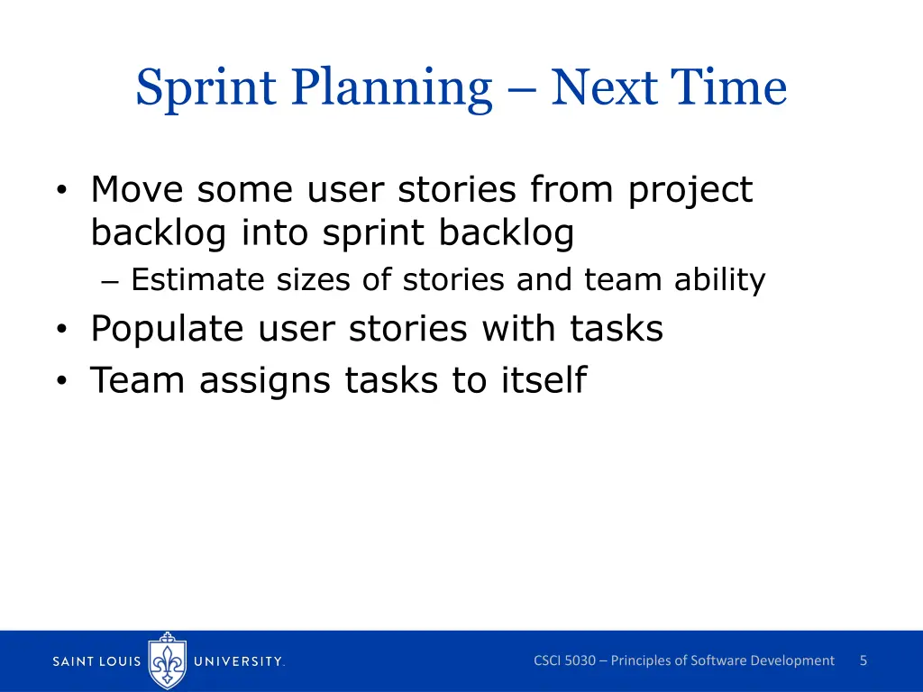 sprint planning next time
