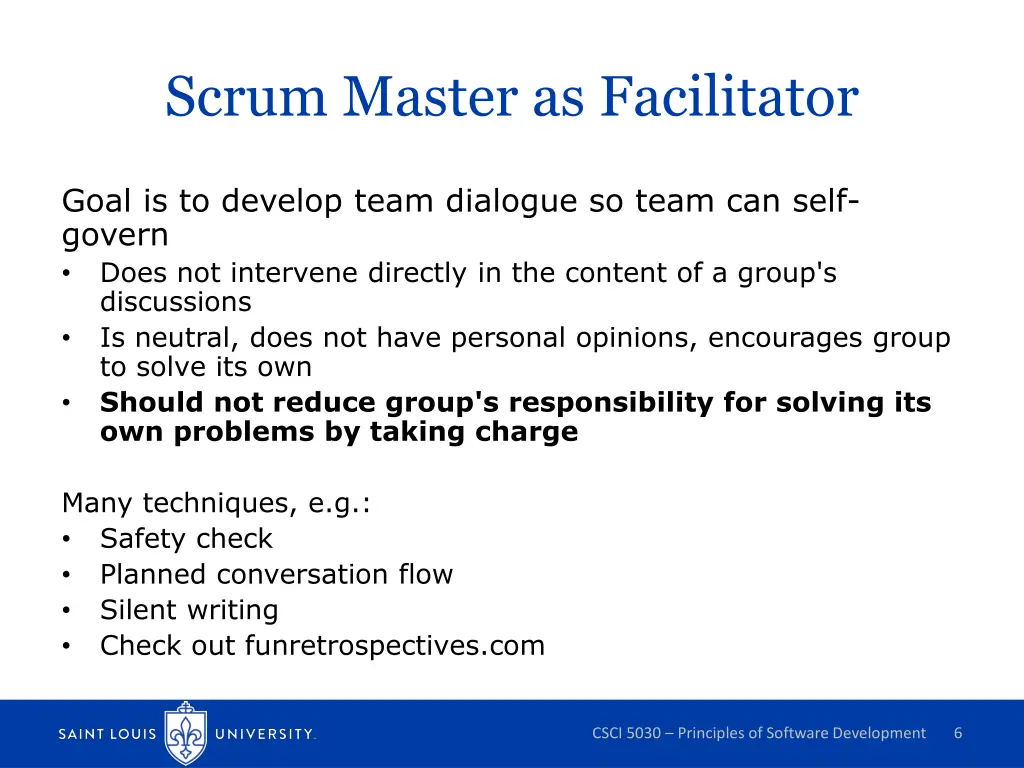 scrum master as facilitator
