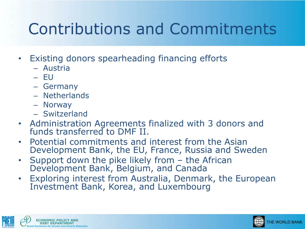 contributions and commitments