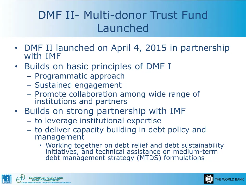 dmf ii multi donor trust fund launched
