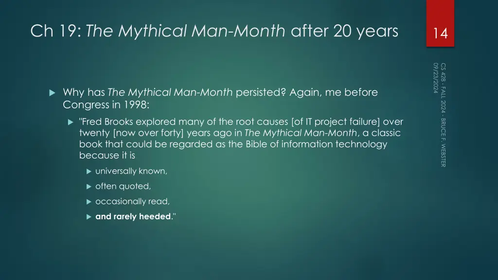 ch 19 the mythical man month after 20 years