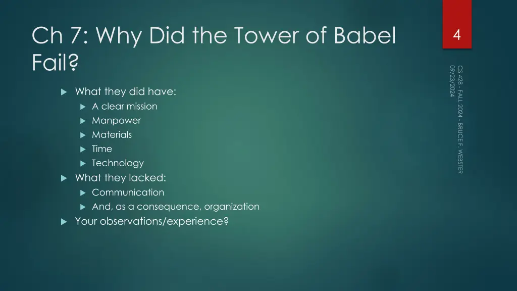 ch 7 why did the tower of babel fail