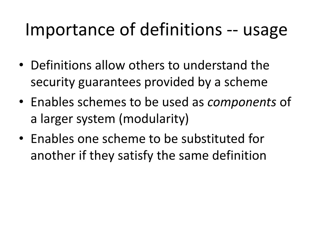 importance of definitions usage